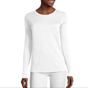 Hanes Sport White Cool DRI Performance Long Sleeved T-Shirt-Size S